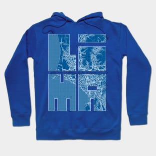 Lima, Peru City Map Typography - Blueprint Hoodie